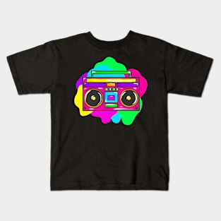 Neon Hippy 80s 90s Costume Retro Vintage Kids T-Shirt